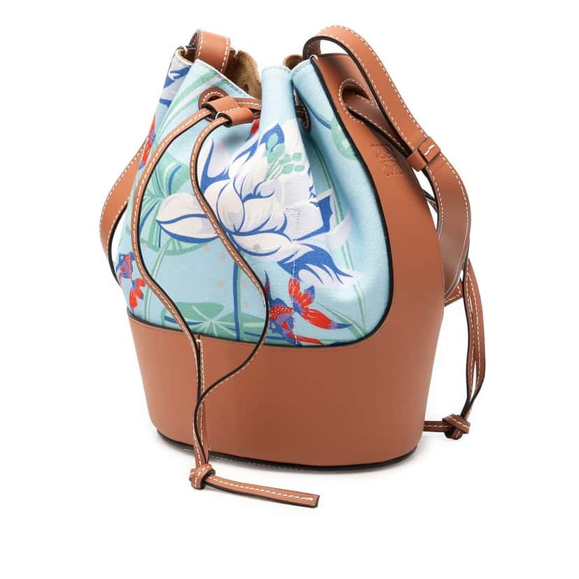 Loewe Paulas Ibiza Small Canvas Balloon Bucket Bag Blue Very good condition - Back View