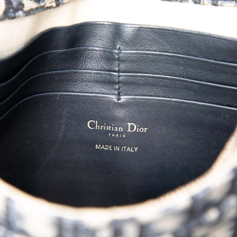 Dior Oblique Canvas Saddle Pouch Wallet on Chain Blue Very good condition - Box View