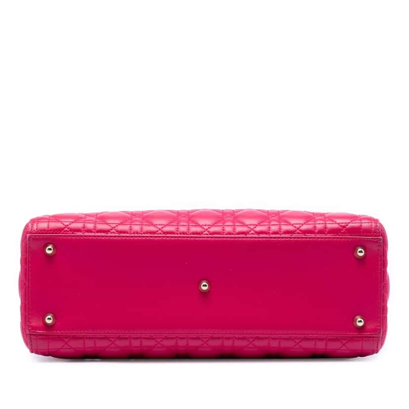 Dior Large Lambskin Cannage Lady Dior Pink Leather Very good condition - Inside View