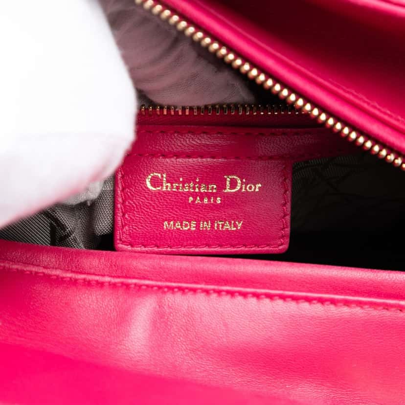 Dior Large Lambskin Cannage Lady Dior Pink Leather Very good condition - Box View