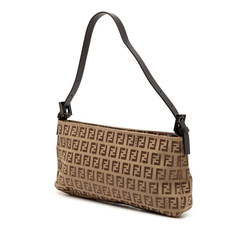 Fendi Zucchino Canvas Pochette Beige Very good condition - Back View