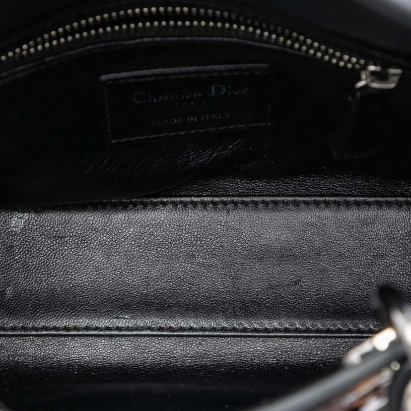 Dior Mini Pony Hair Leopard Print Lady Dior Brown Very good condition - Model View