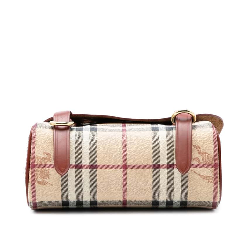 Burberry Baby Haymarket Check Coated Canvas and Perforated Leather Bridle Crossbody Beige Very good condition - Inside View