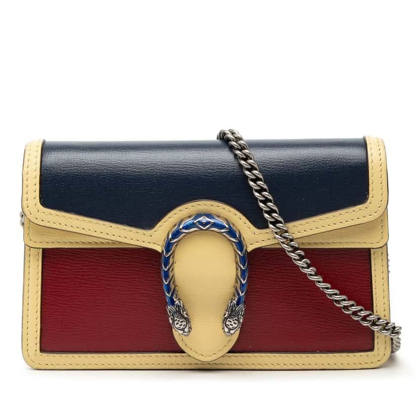 Gucci Mini Tricolor Leather Dionysus Crossbody Blue Leather Very good condition - Front View