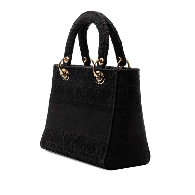 Dior Medium Canvas Cannage Lady D Lite Black Very good condition - Back View
