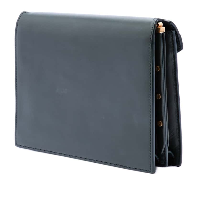 Saint Laurent Smooth Calfskin Monogram Cassandra Clasp Bag Green Leather Very good condition - Back View