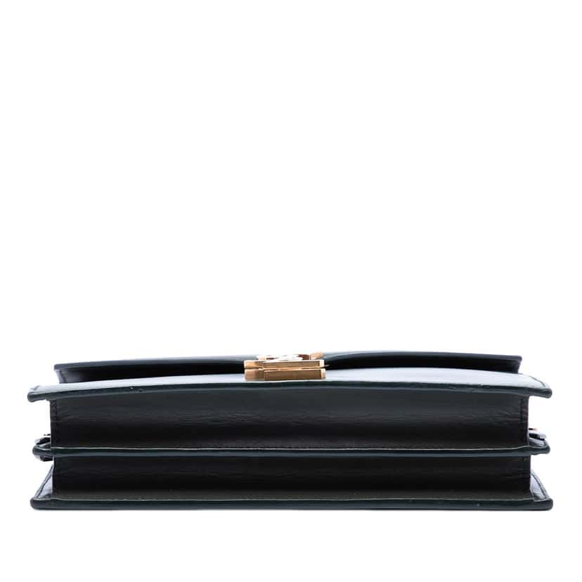 Saint Laurent Smooth Calfskin Monogram Cassandra Clasp Bag Green Leather Very good condition - Inside View