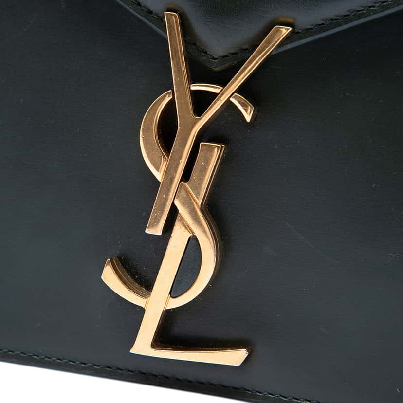 Saint Laurent Smooth Calfskin Monogram Cassandra Clasp Bag Green Leather Very good condition - Box View