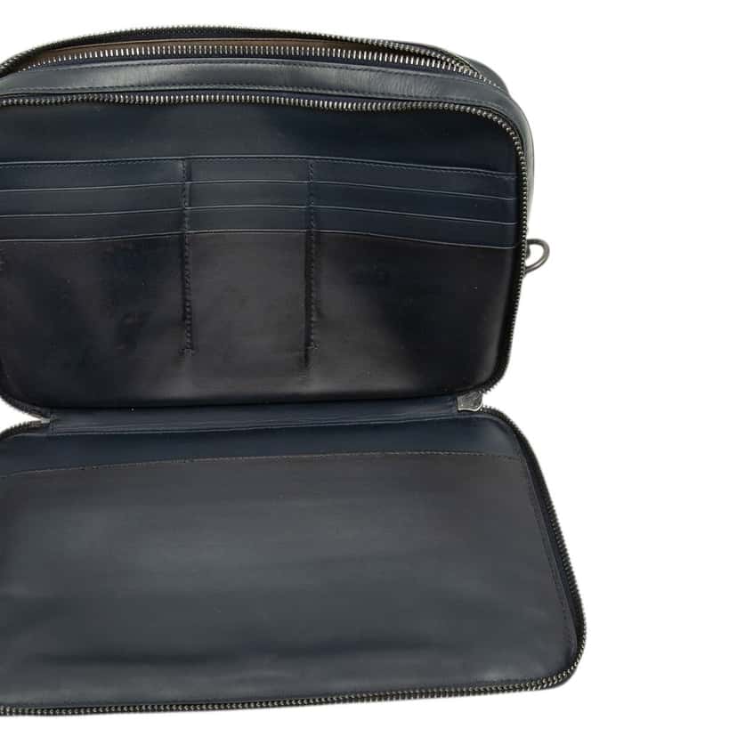 Bottega Veneta Nappa Intrecciato Wristlet Clutch Blue Leather Good condition - Box View