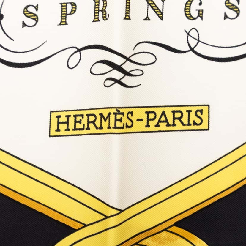 Hermès Springs Silk Scarf 90 Black Very good condition - Back View