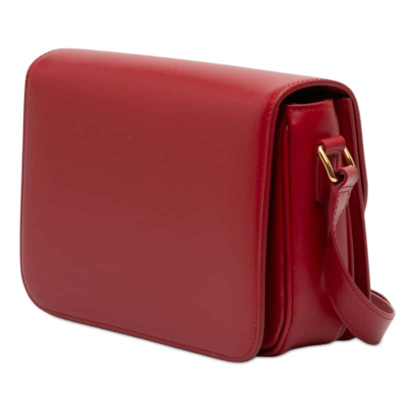 Celine Classique Shiny Calfskin Triomphe Crossbody Red Leather Very good condition - Back View