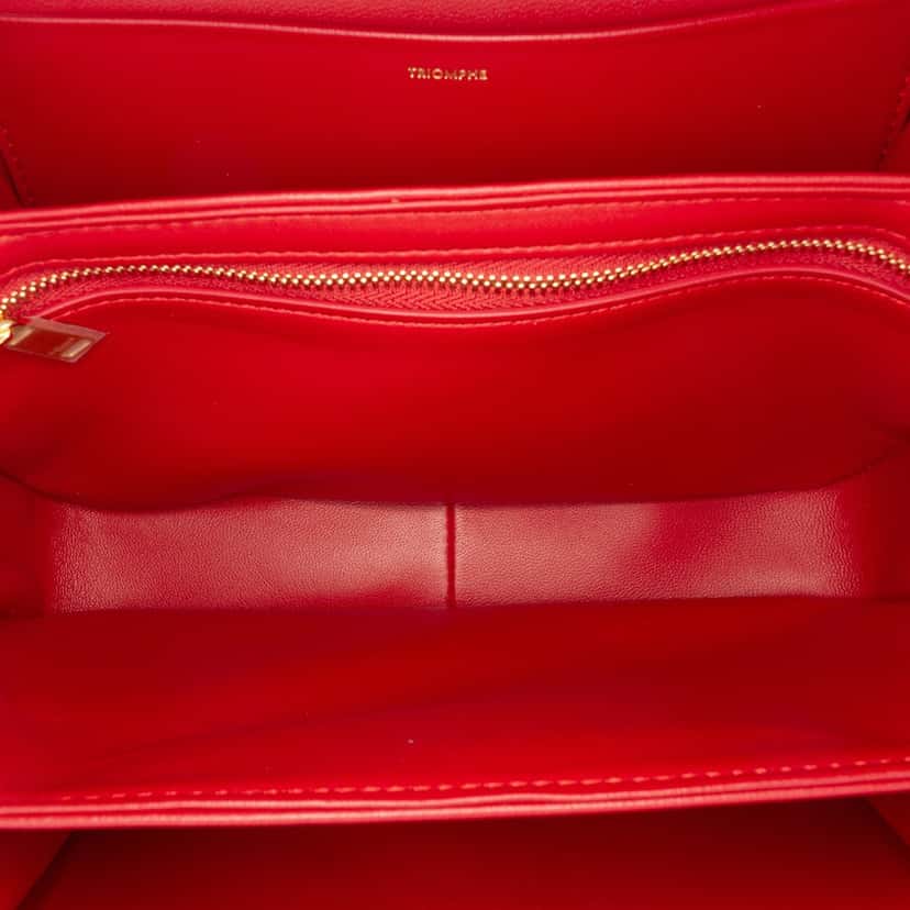Celine Classique Shiny Calfskin Triomphe Crossbody Red Leather Very good condition - Model View