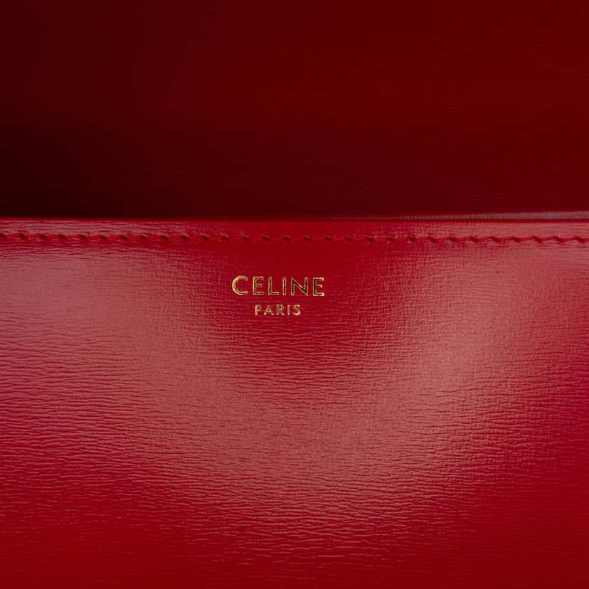 Celine Classique Shiny Calfskin Triomphe Crossbody Red Leather Very good condition - Box View