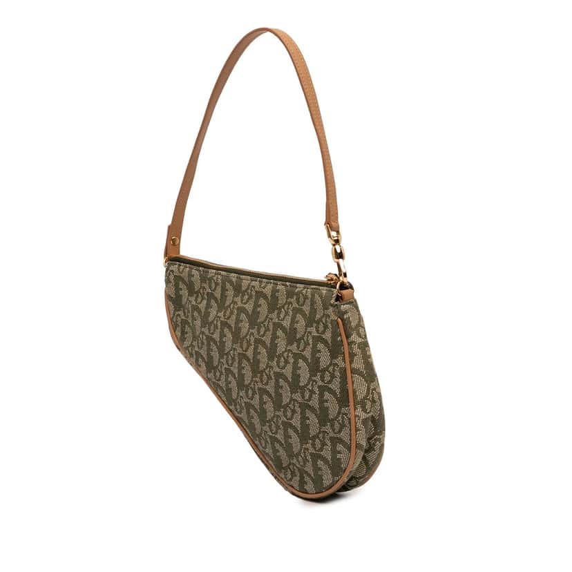 Dior Mini Diorissimo Canvas Saddle Pochette Green Very good condition - Back View