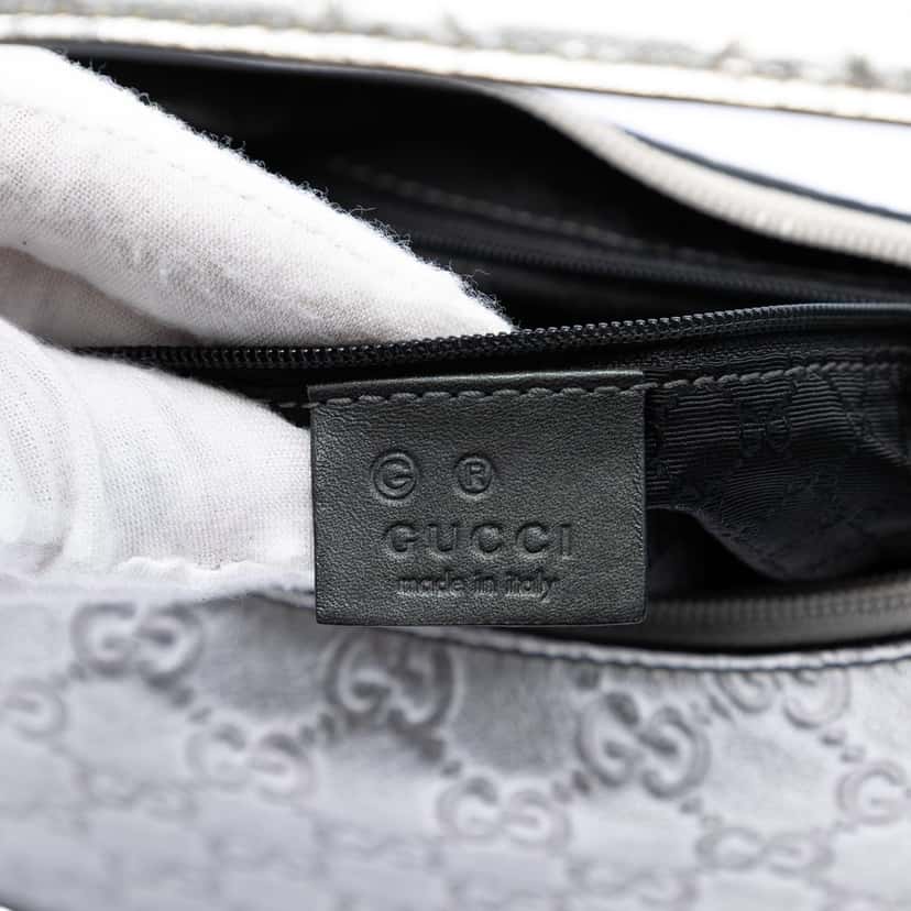 Gucci Metallic Guccissima Shoulder Bag Silver Leather Very good condition - Box View