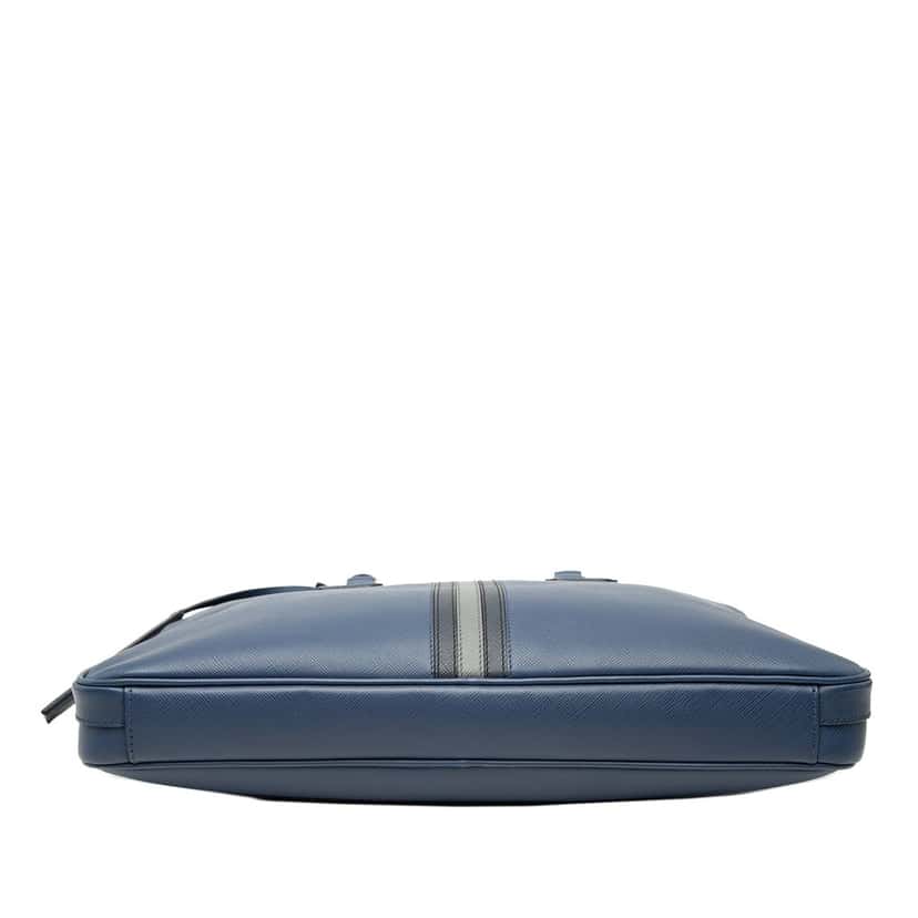 Prada Saffiano Striped Business Bag Blue Leather Very good condition - Inside View