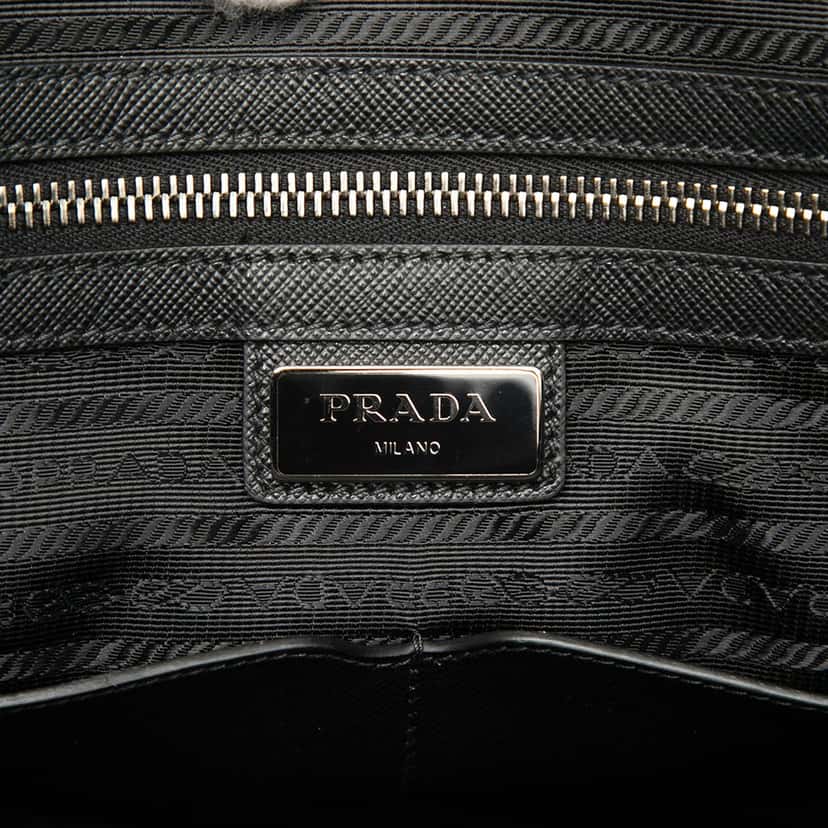 Prada Saffiano Striped Business Bag Blue Leather Very good condition - Box View