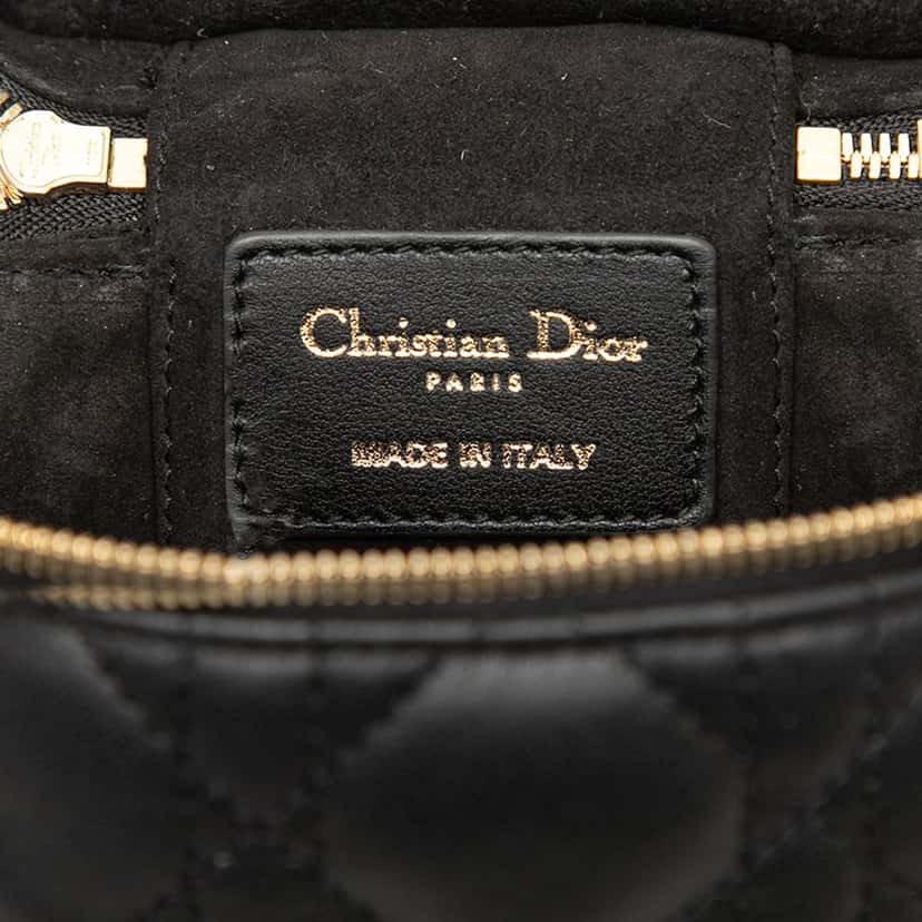 Dior Micro Lambskin Cannage Lady Dior Vanity Case Black Leather Very good condition - Box View