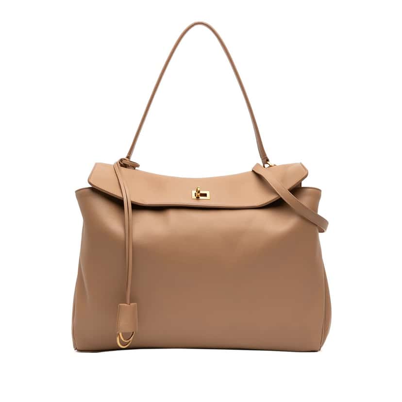 Balenciaga Large Smooth Calfskin Rodeo Satchel Beige Leather Very good condition - Front View