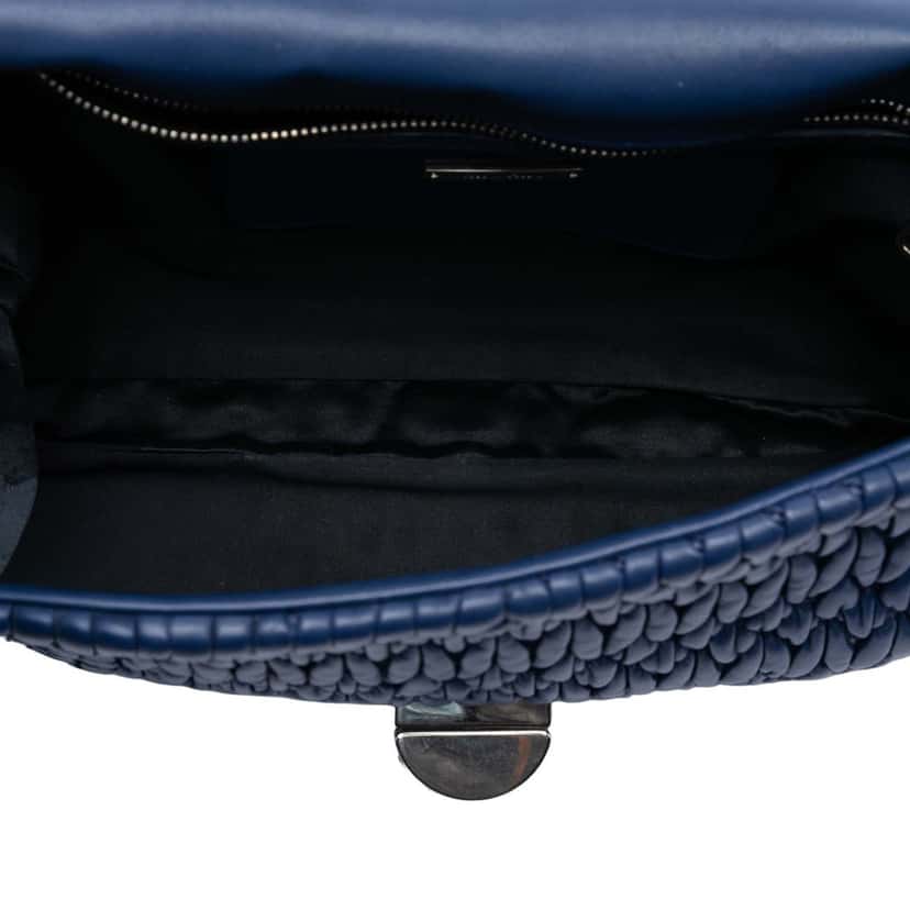 Miu Miu Matelasse Nappa Crystal Chain Satchel Blue Leather Very good condition - Model View