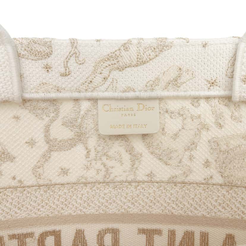 Dior Medium Canvas Embroidered Zodiac Saint Barth Book Tote Brown Very good condition - Box View