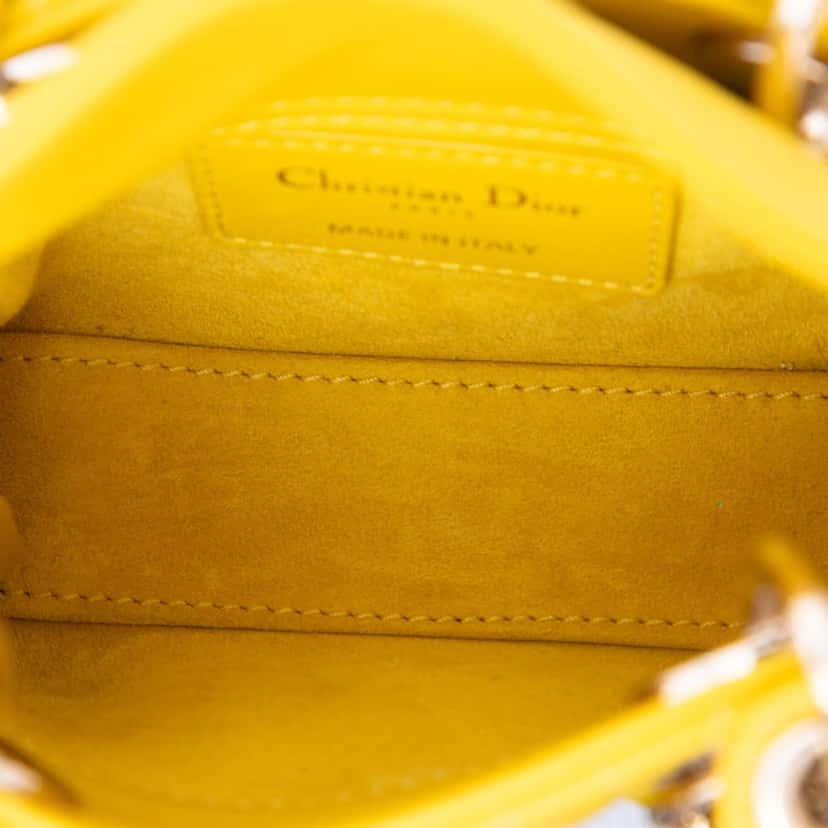 Dior Micro Lambskin Cannage Lady Dior Yellow Leather Very good condition - Model View
