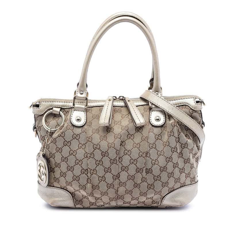 Gucci GG Canvas Sukey Satchel Beige Very good condition - Front View