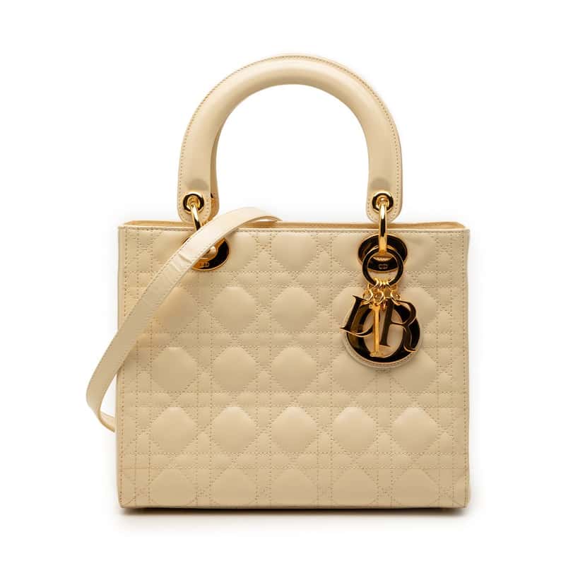 Dior Medium Patent Cannage Lady Dior Brown Leather Good condition - Front View