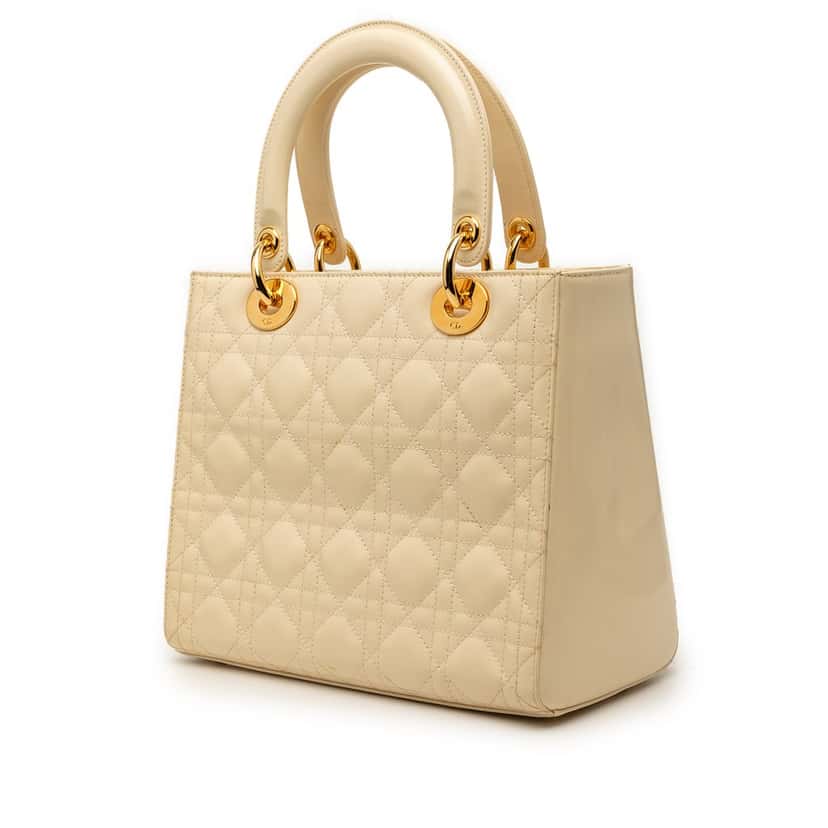 Dior Medium Patent Cannage Lady Dior Brown Leather Good condition - Back View