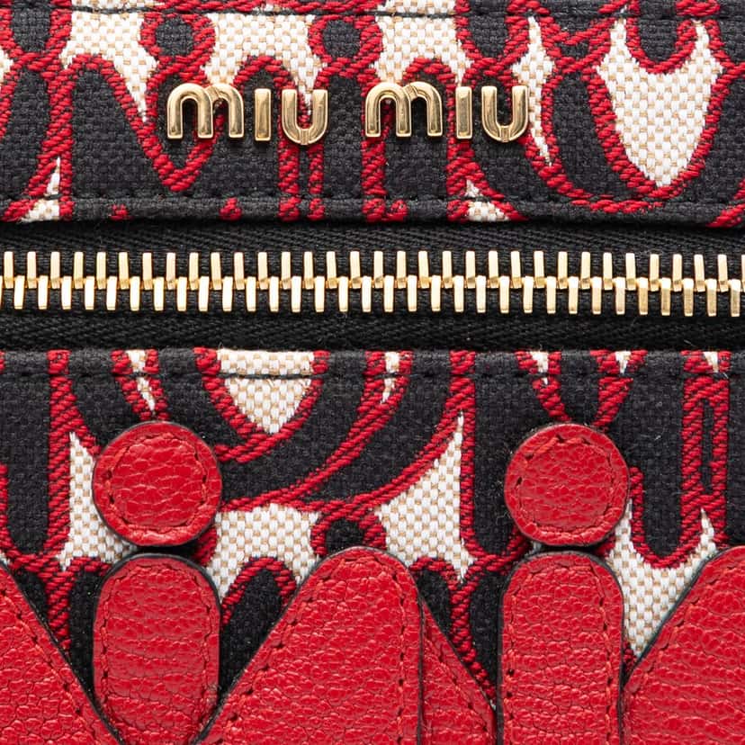 Miu Miu M/M Paris Emiuticon Jacquard and Goatskin Pouch Red Very good condition - Box View