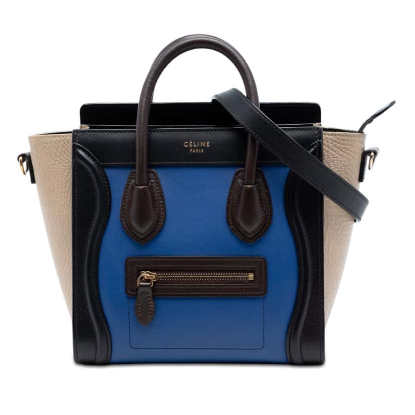 Celine Nano Tricolor Leather Luggage Tote Blue Leather Very good condition - Front View