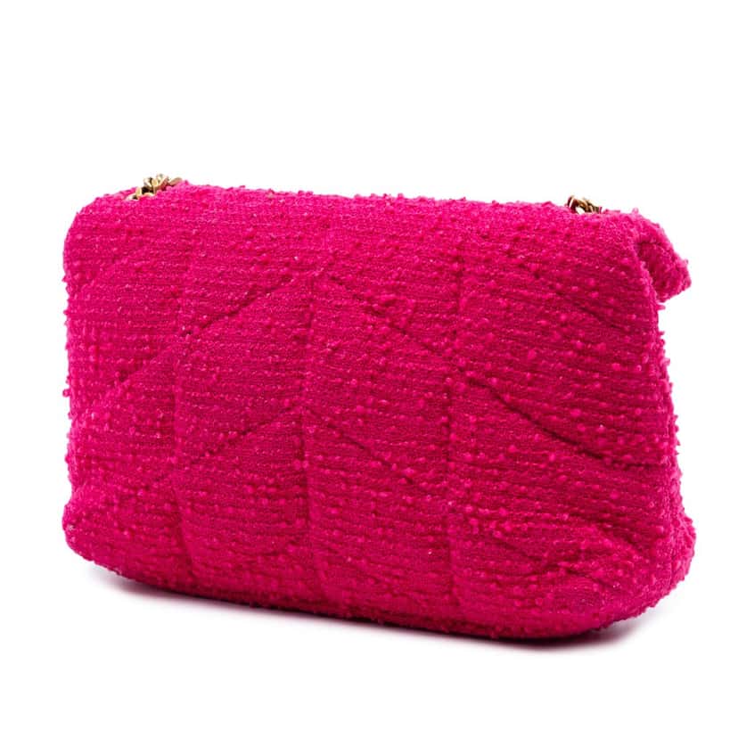 Saint Laurent Toy Matelasse Boucle Tweed Monogram LouLou Puffer Crossbody Pink Very good condition - Back View