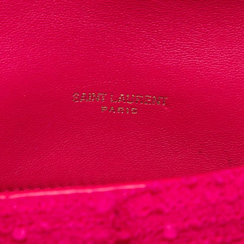 Saint Laurent Toy Matelasse Boucle Tweed Monogram LouLou Puffer Crossbody Pink Very good condition - Box View