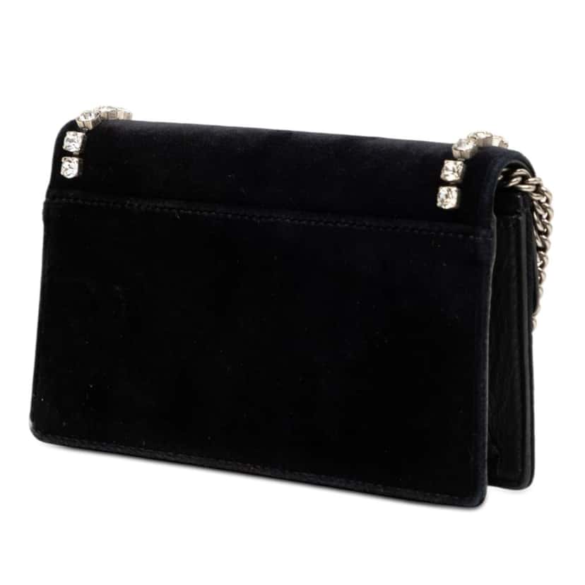 Gucci Mini Crystal Embellished Velvet Dionysus Crossbody Black Very good condition - Back View