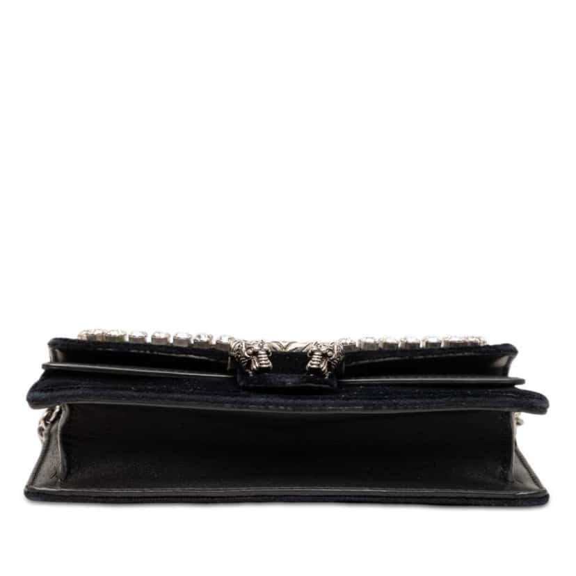 Gucci Mini Crystal Embellished Velvet Dionysus Crossbody Black Very good condition - Inside View
