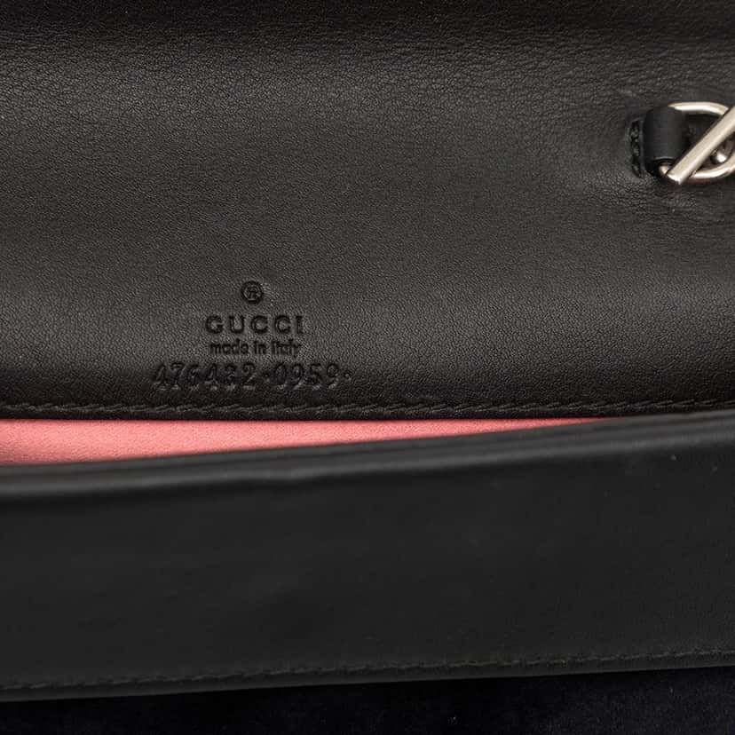 Gucci Mini Crystal Embellished Velvet Dionysus Crossbody Black Very good condition - Box View