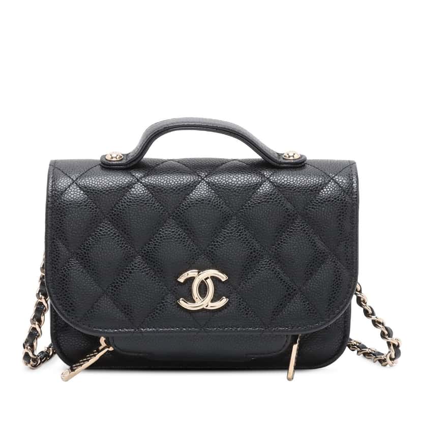 Chanel Mini Caviar Business Affinity Top Handle Bag Black Leather Very good condition - Front View