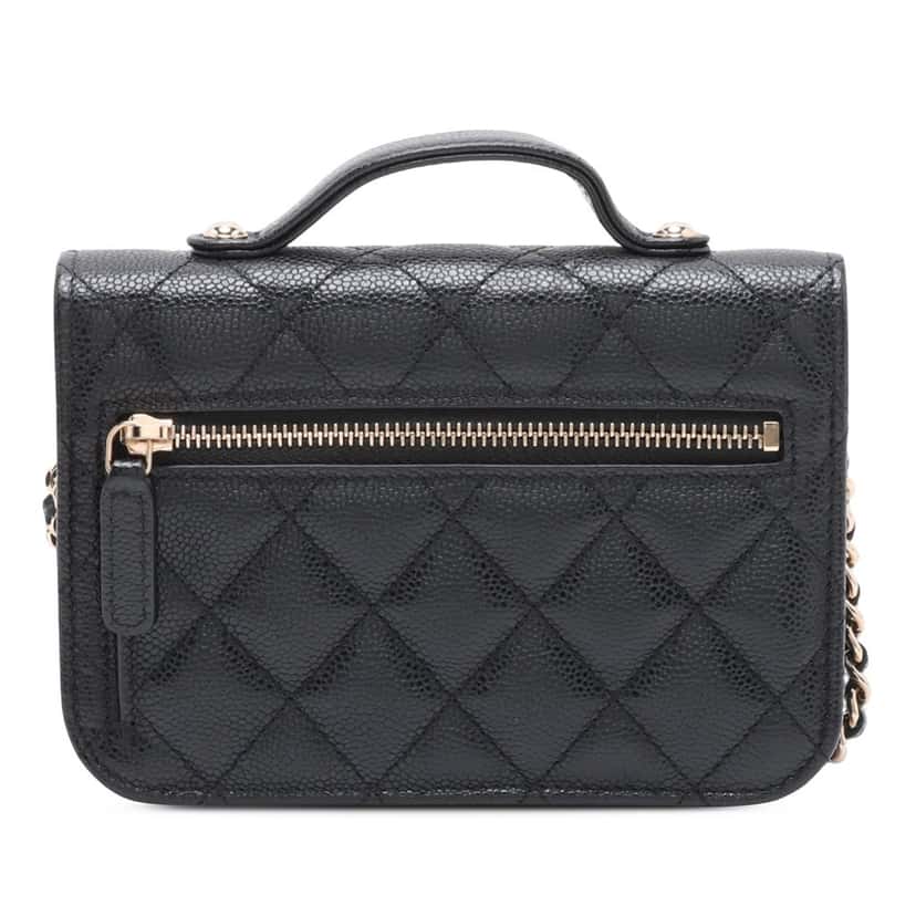 Chanel Mini Caviar Business Affinity Top Handle Bag Black Leather Very good condition - Back View