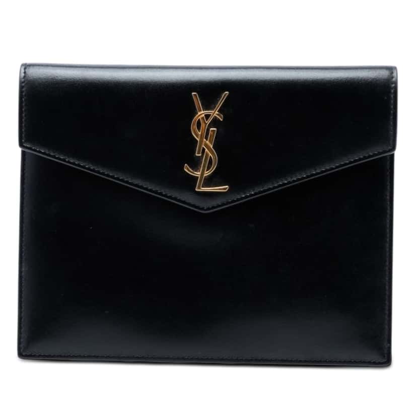 Saint Laurent Baby Smooth Shiny Calfskin Monogram Uptown Pouch Black Leather Very good condition - Front View