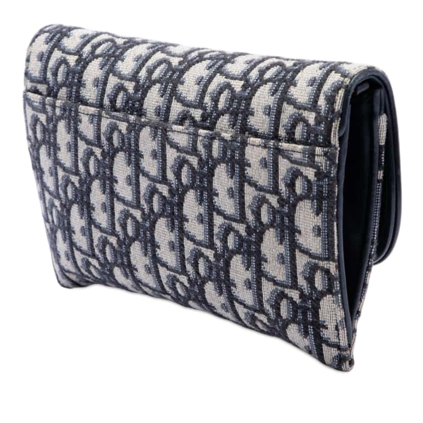 Dior Oblique Canvas Saddle Wallet On Chain Blue Very good condition - Back View