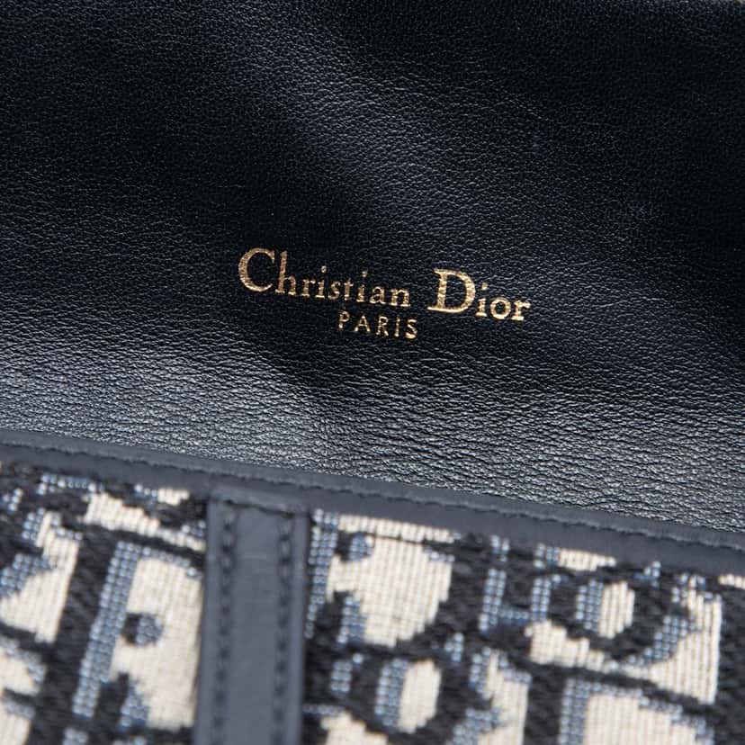 Dior Oblique Canvas Saddle Wallet On Chain Blue Very good condition - Box View