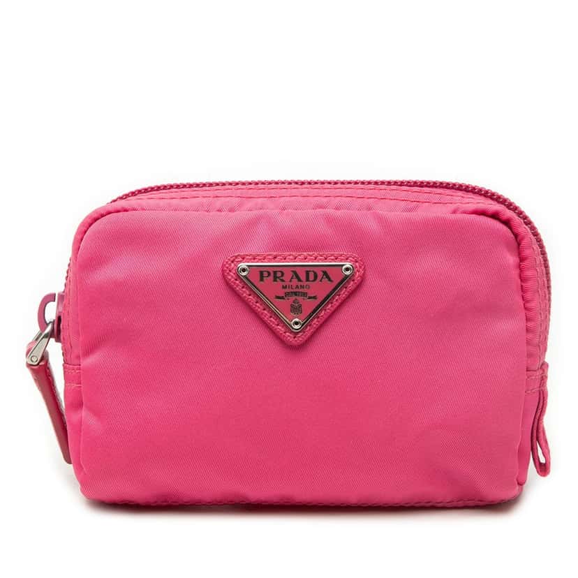 Prada Tessuto Cosmetic Pouch Pink Very good condition - Front View