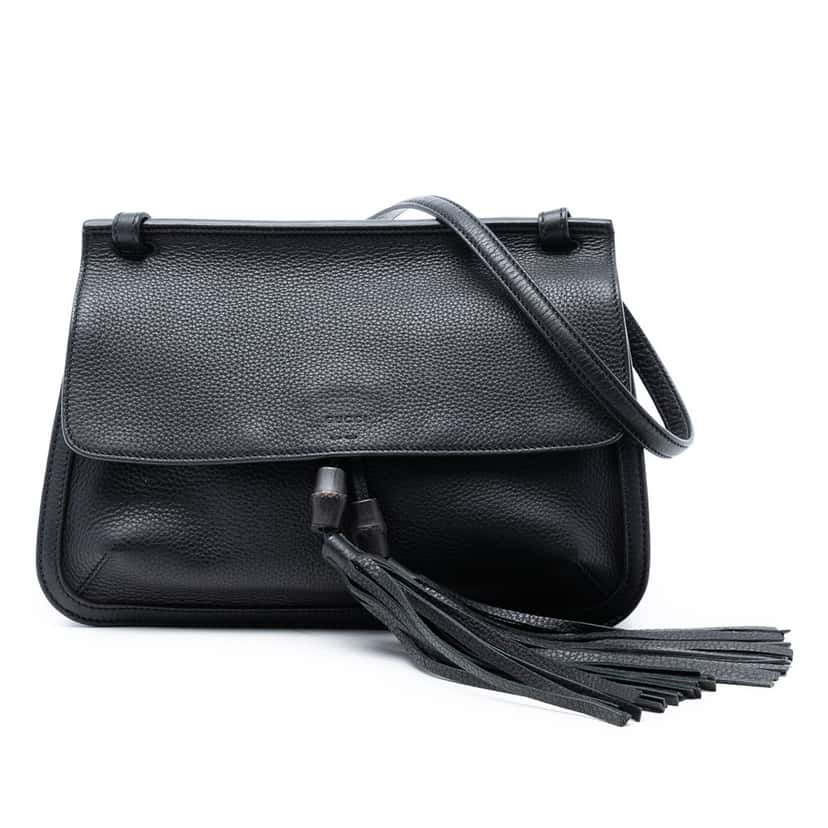 Gucci Medium Leather Bamboo Daily Crossbody Black Leather Very good condition - Front View