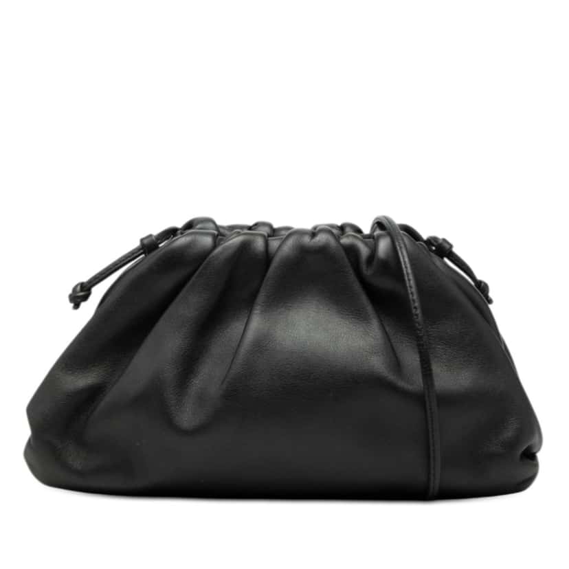 Bottega Veneta Lambskin The Mini Pouch Crossbody Black Leather Very good condition - Front View