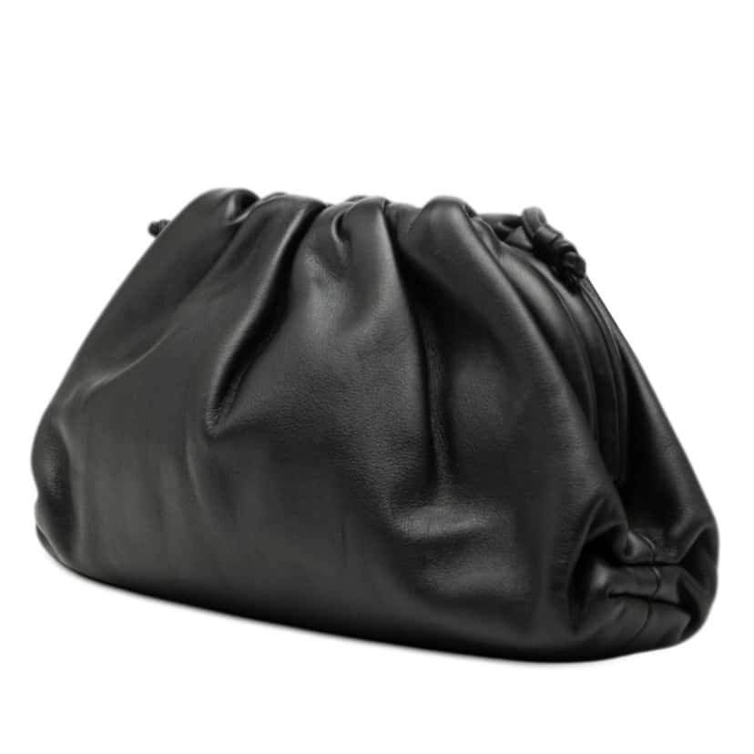 Bottega Veneta Lambskin The Mini Pouch Crossbody Black Leather Very good condition - Back View