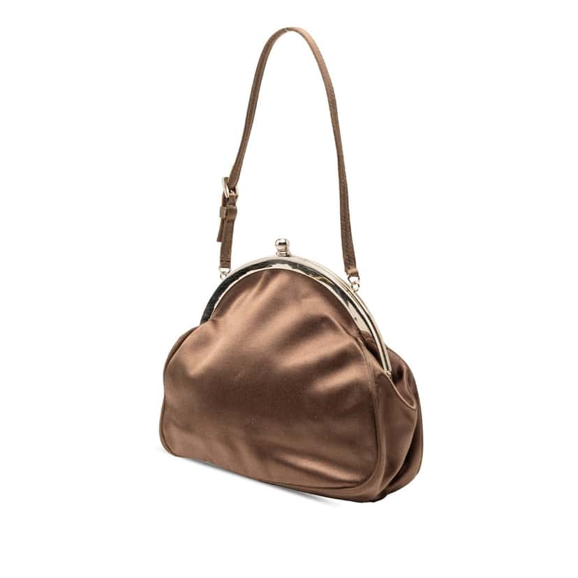 Prada Satin Kiss Lock Handbag Brown Very good condition - Back View