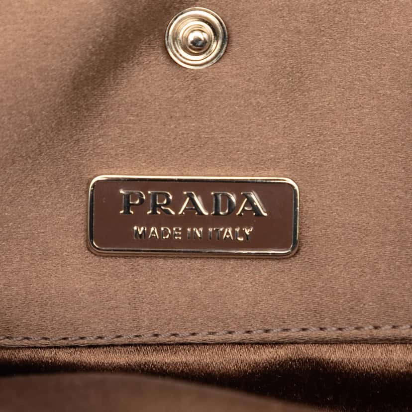 Prada Satin Kiss Lock Handbag Brown Very good condition - Box View