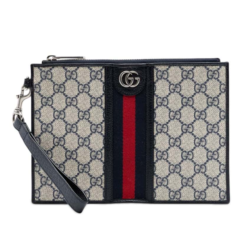 Gucci GG Supreme Web Ophidia Clutch Beige Very good condition - Front View