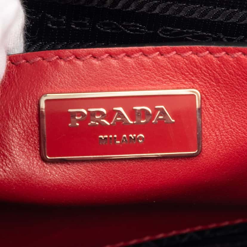 Prada Glace Calf Studded Twin Pocket Satchel Red Leather Very good condition - Box View