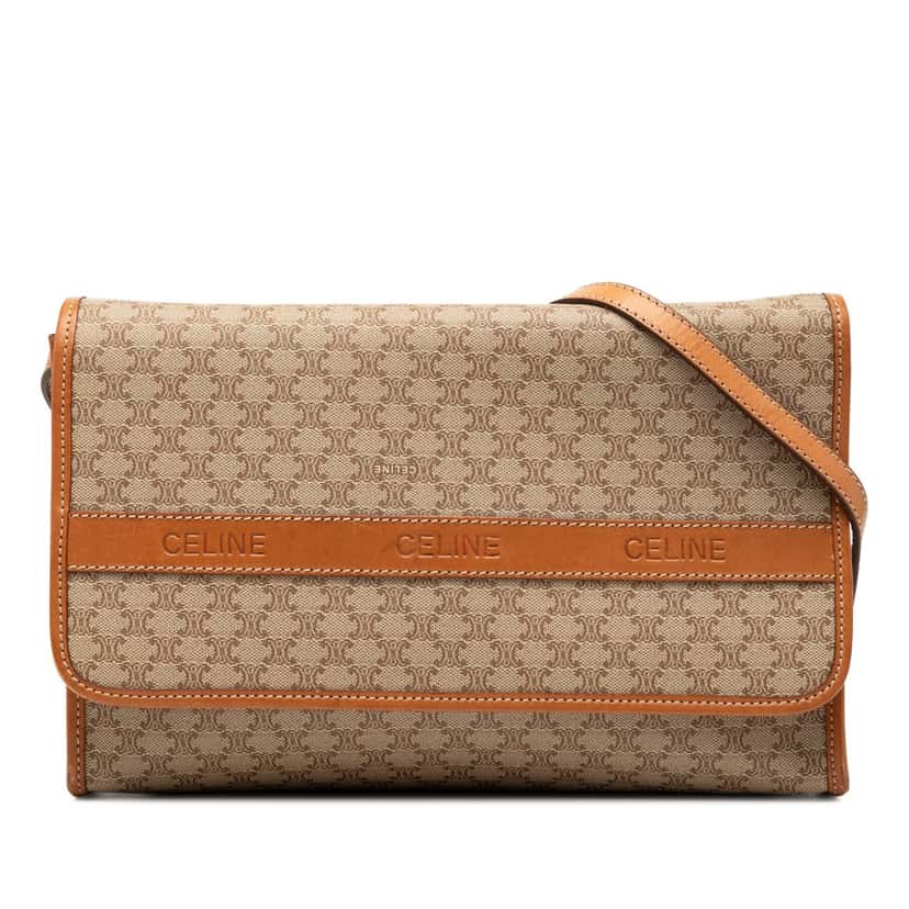 Celine Macadam Coated Canvas Crossbody Beige Very good condition - Front View